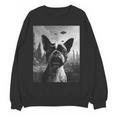 Dog Mom Dad Alien Selfie Boston Terrier UFO For Men Women Women Crewneck Sweatshirt, novelty gifts, funny gifts
