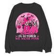 Ghost And Witch Boston Terrier Dog In October We Wear Pink Women Crewneck Sweatshirt, novelty gifts, funny gifts
