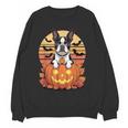 Halloween Retro Boston Terrier Women Crewneck Sweatshirt, novelty gifts, funny gifts