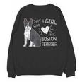 Just A Girl Who Loves Her Boston Terrier Puppy Love Women Crewneck Sweatshirt, novelty gifts, funny gifts