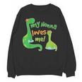 Kids My Nonna Loves Me Dinosaur Grandson Women Crewneck Sweatshirt, novelty gifts, funny gifts
