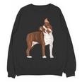 Red Boston Terrier Dog Women Crewneck Sweatshirt, novelty gifts, funny gifts