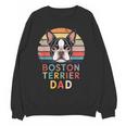 Retro Boston Terrier Dad Women Crewneck Sweatshirt, novelty gifts, funny gifts