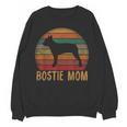 Retro Boston Terrier Mom Dog Mother Pet Bostie Mama Women Crewneck Sweatshirt, novelty gifts, funny gifts