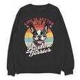 Retro Life Is Better With Boston Terrier Mom Dog Lover Women Crewneck Sweatshirt, novelty gifts, funny gifts