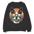 Retro Sunset Sunglasses Boston Terrier Boston Bull Bostie Women Crewneck Sweatshirt, novelty gifts, funny gifts
