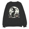 Scary Halloween Cat Costume Retro Cat Moon For Men Women Kids Women Crewneck Sweatshirt, novelty gifts, funny gifts