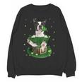 St Patrick's Day Leprechaun Boston Terrier Dog Shamrock For Men Women Kids Women Crewneck Sweatshirt, novelty gifts, funny gifts