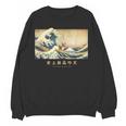 Surfing Boston Terrier Kanagawa Wave Japanese Dog For Men Women Kids Women Crewneck Sweatshirt, novelty gifts, funny gifts