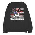 Vintage Boston Terrier Dad American Flag Father's Day Women Crewneck Sweatshirt, novelty gifts, funny gifts