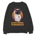 Vintage Boston Terrier Grandma Wear Sunglasses Dog Lover Men Women Girls Kids Women Crewneck Sweatshirt, novelty gifts, funny gifts
