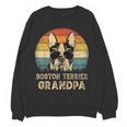 Vintage Boston Terrier Grandpa Dog Lovers Father's Day Women Crewneck Sweatshirt, novelty gifts, funny gifts