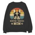 Vintage Boston Terrier Mom Dog Lovers Mother's Day Women Crewneck Sweatshirt, novelty gifts, funny gifts