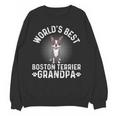 World's Best Boston Terrier Grandpa Dog Grandfather For Men Women Girls Kids Women Crewneck Sweatshirt, novelty gifts, funny gifts