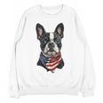 Boston Terrier American Flag Women Crewneck Sweatshirt, novelty gifts, funny gifts