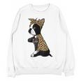 Boston Terrier Lover I Love Mom Tattoo Leopard Women Crewneck Sweatshirt, novelty gifts, funny gifts