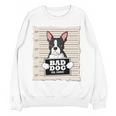 Boston Terrier Mug Shot Guilty Dog Women Crewneck Sweatshirt, novelty gifts, funny gifts