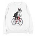 Boston Terrier Riding Bicycle Cute Bostie Biker Raglan Baseball Tee Women Crewneck Sweatshirt, novelty gifts, funny gifts
