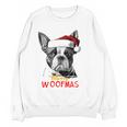 Boston Terrier Santa Claus Hat Merry Christmas Dog X-Mas Women Crewneck Sweatshirt, novelty gifts, funny gifts