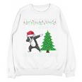 Boston Terrier Santa Hat Dabbing Around The Christmas Tree Women Crewneck Sweatshirt, novelty gifts, funny gifts