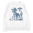 Boston Terrier UFO Cowboy Dog Dog Mom Dog Dad Alien Dog Women Crewneck Sweatshirt, novelty gifts, funny gifts