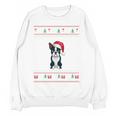 Boston Terrier Wearing Santa Hat Ugly Xmas Dog Lovers Women Crewneck Sweatshirt, novelty gifts, funny gifts