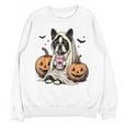 Halloween Boston Terrier Ghost Women Crewneck Sweatshirt, novelty gifts, funny gifts