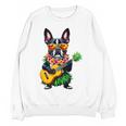 Hawaiian Boston Terrier & Pineapple Ukulele Summer Vacation Women Crewneck Sweatshirt, novelty gifts, funny gifts