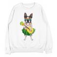 Hawaiian Boston Terrier Dog Pineapple Ukulele Summer For Men Women Girls Kids Women Crewneck Sweatshirt, novelty gifts, funny gifts