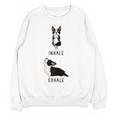 Inhale Exhale Yoga Boston Terrier Tshirt Women Crewneck Sweatshirt, novelty gifts, funny gifts