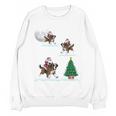 Xmas Lighting Tree Santa Riding Boston Terrier Christmas Women Crewneck Sweatshirt, novelty gifts, funny gifts