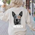 4th July Blue Heeler Dog Merica Patriotic USA Flag Cute Women's Sweatshirt Back Print Sand