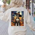 Aesthetic Halloween Boston Terrier Dog Witch Pumpkin For Men Women Kids Women's Sweatshirt Back Print Sand
