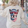 Boston Terrier 4th Of July US Merica Bostie Dog Patriotic For Men Women Kids Women's Sweatshirt Back Print Sand