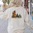 Boston Terrier Bigfoot Dog Walking Dog Mom Dad Kids Women's Sweatshirt Back Print Sand