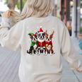 Boston Terrier Christmas Dogs Santa Reindeer Elf Women's Sweatshirt Back Print Sand