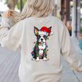 Boston Terrier Christmas Santa Hat Tree Lights Pajama Women's Sweatshirt Back Print Sand