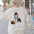 Boston Terrier Christmas T Shirt-Life Is Merrier Premium Tri-Blend Women's Sweatshirt Back Print Sand