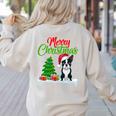 Boston Terrier Christmas Tree Lights Xmas Dog Lover Women's Sweatshirt Back Print Sand
