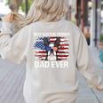 Boston Terrier Dad American Flag 4th Of July Dog Fathers Day Women's Sweatshirt Back Print Sand