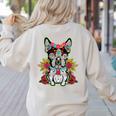 Boston Terrier Dia De Los Muertos Day Of The Dead Dog Skull For Men Women Kids Women's Sweatshirt Back Print Sand