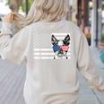 Boston Terrier Dog 4th Of July US American Flag Patriotic Women's Sweatshirt Back Print Sand