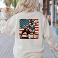 Boston Terrier Dog 4th Of July USA American Flag Patriotic Women's Sweatshirt Back Print Sand
