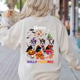 Boston Terrier Dog Christmas Happy Hallothankmas Halloween For Men Women Kids Women's Sweatshirt Back Print Sand