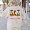 Boston Terrier Dog Halloween Christmas Hallothanksmas Men Women Kids Women's Sweatshirt Back Print Sand