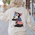 Boston Terrier Dog Merica 4th Of July Usa American Flag Men Women's Sweatshirt Back Print Sand