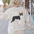 Boston Terrier Dog Mom Woman Women Women's Sweatshirt Back Print Sand