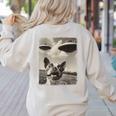 Boston Terrier Dog UFO Alien Extraterrestrial Selfie Women's Sweatshirt Back Print Sand