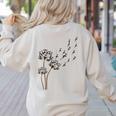 Boston Terrier Flower Fly Dandelion Dog Lover Dog Dad Women's Sweatshirt Back Print Sand