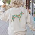 Boston Terrier Flower Silhouette Floral Dog Men Women Girls Kids Women's Sweatshirt Back Print Sand